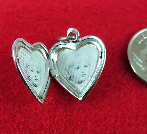 Puffy Heart Locket Silver Charm Pendant Souvenir … - image 1