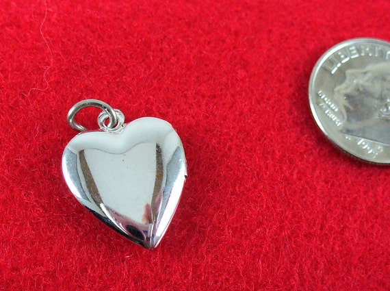 Puffy Heart Locket Silver Charm Pendant Souvenir … - image 3