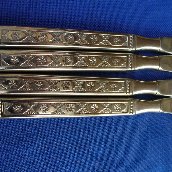 Vintage Oneida Distinction 1991 Lisbon Stainless, flatware, set of 4 Knives, Modern Hollow Handle Knife, Moorish, Spanish