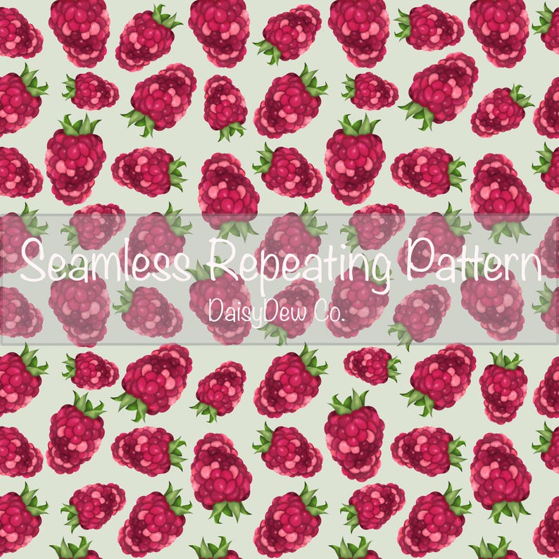 Botanical With Raspberry Patterns Digital Download Seamless Raspberry Pattern, Hand-painted Raspberries ...