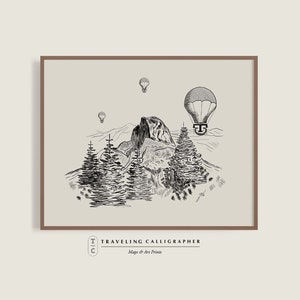 Yosemite - Half Dome Illustration Art Print | Cottagecore Decor