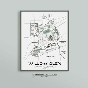 Willow Glen Map Print | San Jose California Neighborhood Art Print | Detailed Street Map of Willow Glen | Home Decor, Gift Idea
