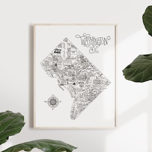 Washington D.C. Neighborhood Map Print - Handlettered - Map of DC - DC Map - Washington DC Map - Cartography - Typographic Map