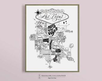 Las Vegas Map Print - Greater Las Vegas Map - Clark County - Map of Las Vegas - Las Vegas Word Map - Typographic Map - Las Vegas Home Decor
