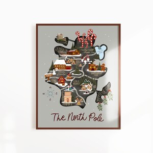 The North Pole Map - North Pole Art, Christmas Art, Unique Maps, Map of the North Pole, Holiday Home Decor