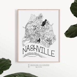 Nashville, Tennessee Map Print - Nashville Map - Map of Nashville - Nashville Neighborhood map - Typographic Map