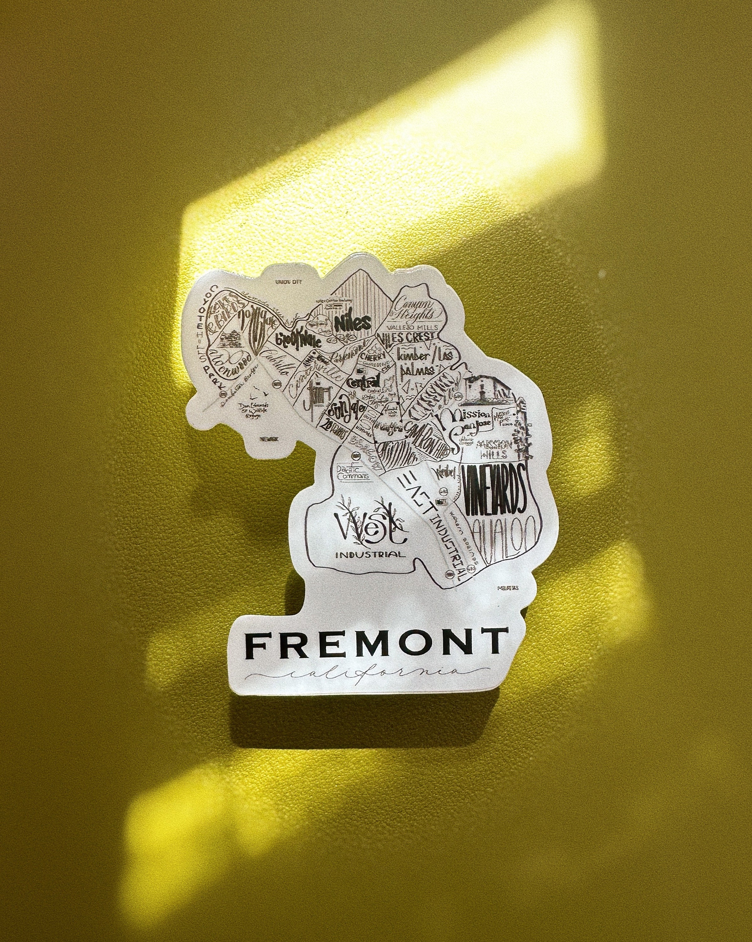 Fremont, CA Map Sticker | Die-cut Water Bottle, Window, Skateboard, Car ...