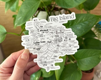 Big Island, HI Map Sticker | Die-Cut Water Bottle, Window, Skateboard, Car, Wall Decal, Laptop Vinyl Sticker- 4"