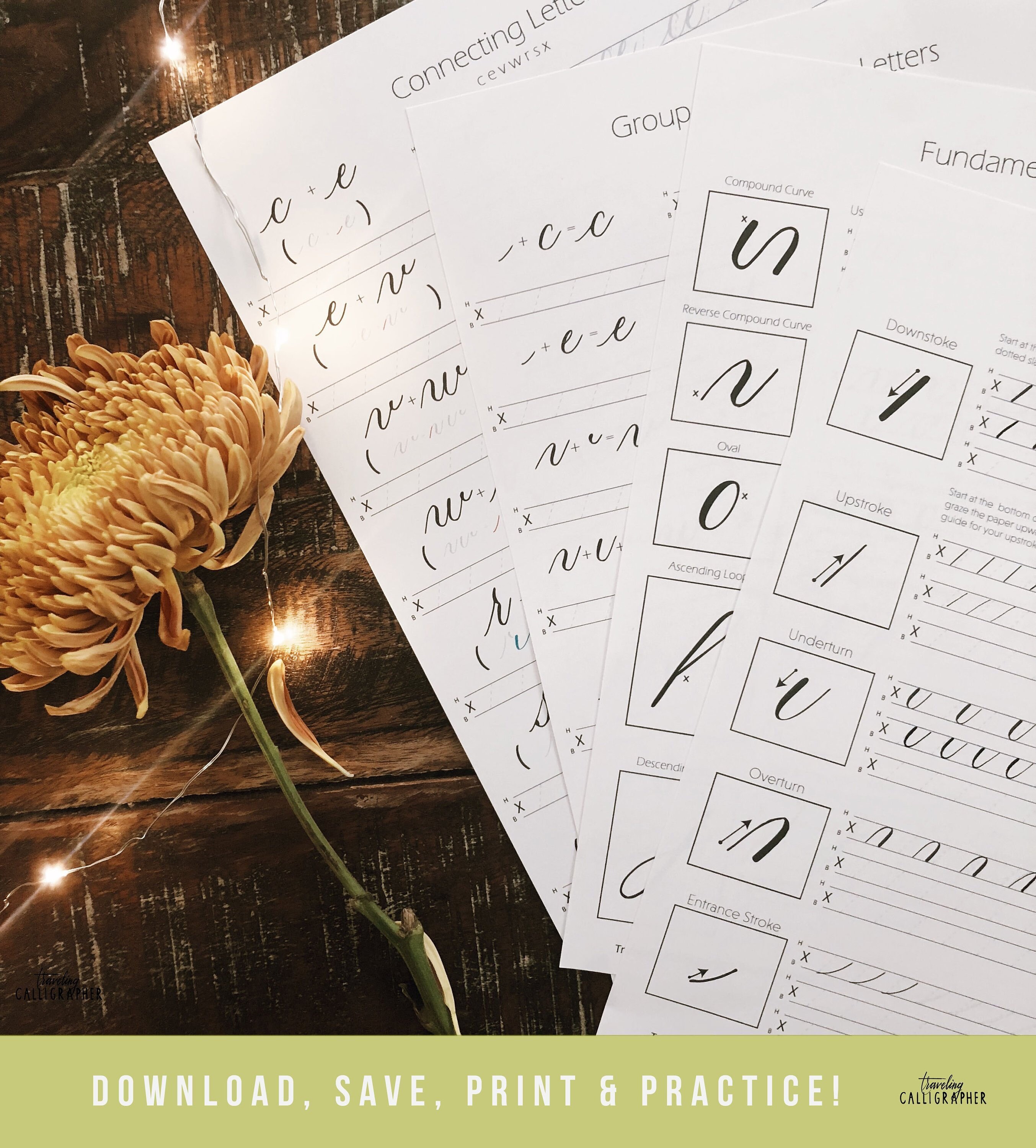 Printable Modern Calligraphy Guide Learn Calligraphy with Etsy