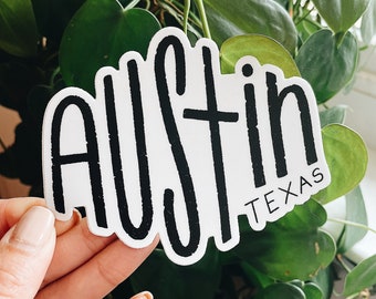 Austin, Texas Font Sticker | Die-Cut Water Bottle, Window, Skateboard, Car, Wall Decal, Laptop Vinyl Sticker - 4"
