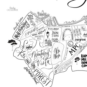Monterey, CA Neighborhood Map Print Handlettered Map of Monterey ...