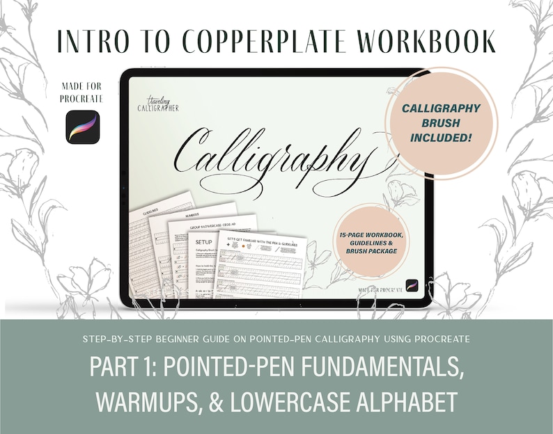 DIGITAL Copperplate Calligraphy Workbook & Procreate Brush, iPad ...
