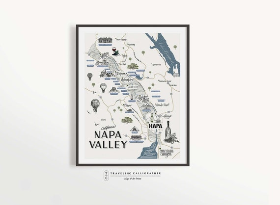 Napa Valley Wine Map Print: Hand-Lettered California Art