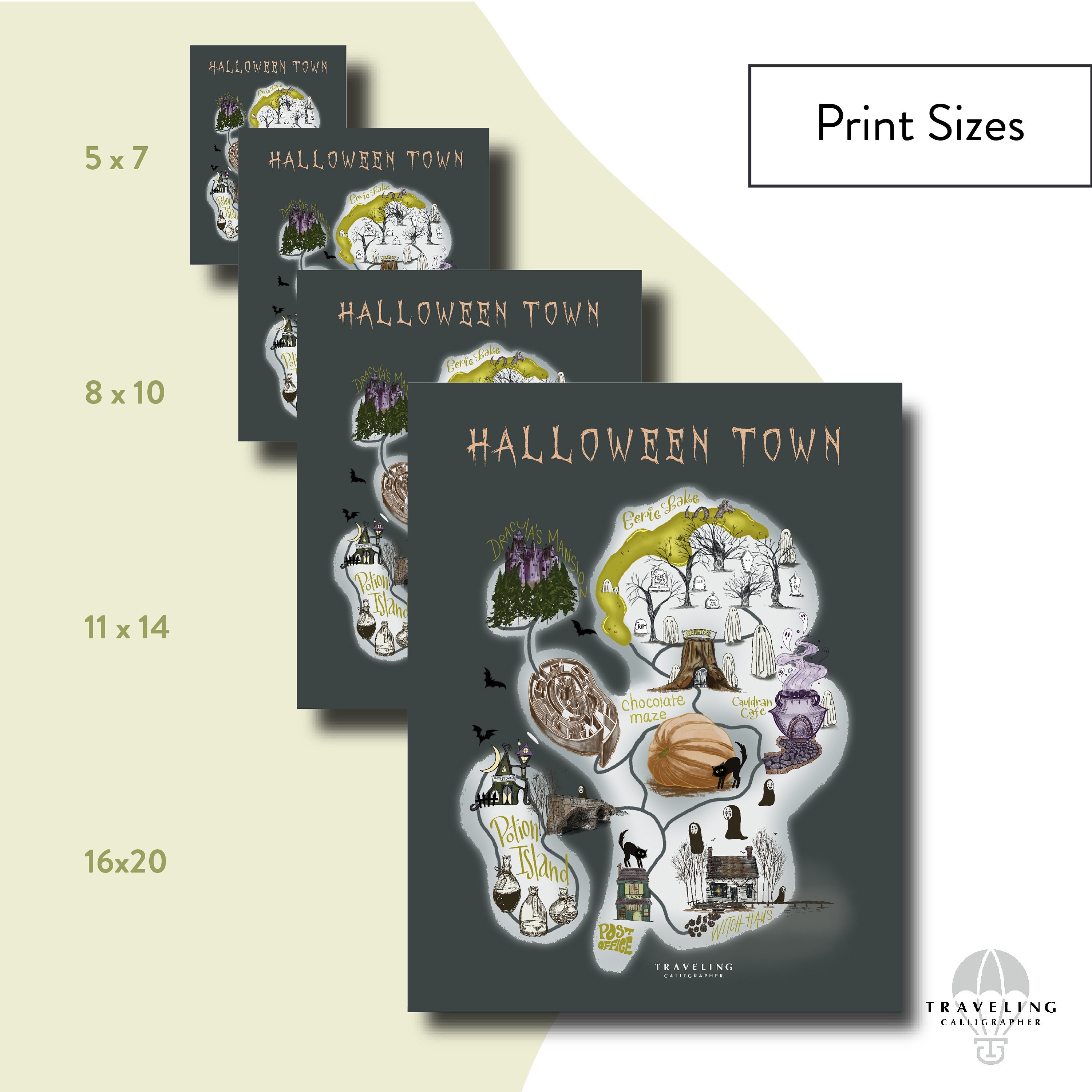 Halloween Town Map - Spooky Map - Autumn Decor - Halloween Decor ...