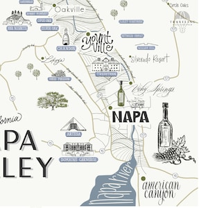 Napa Valley Map (customizable!) Wine Map Print - Wine Lovers - Wine ...