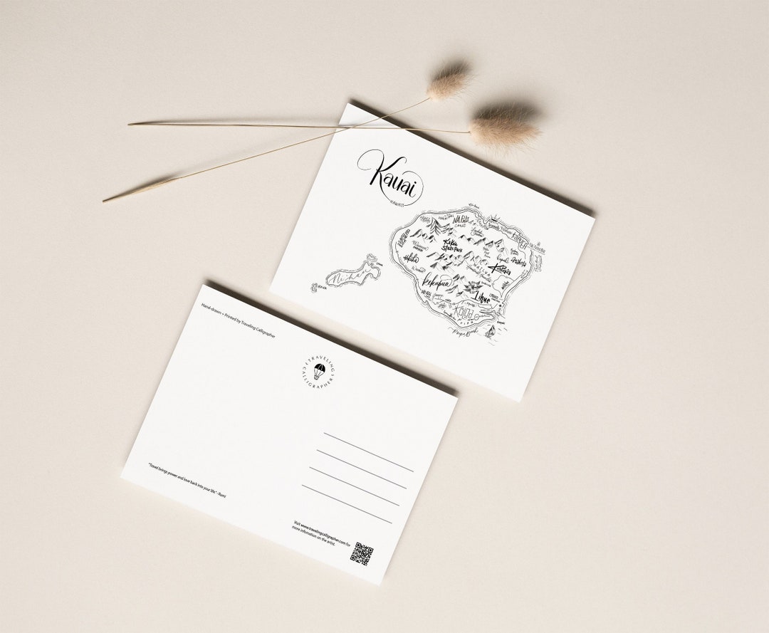 Postcard Kauai, Hawaii Neighborhood Map 4x6 Postcard Etsy