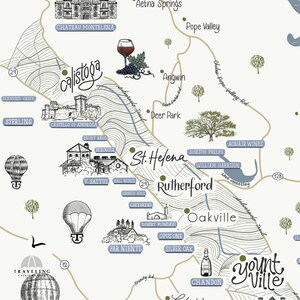 Napa Valley Map (customizable!) Wine Map Print - Wine Lovers - Wine ...