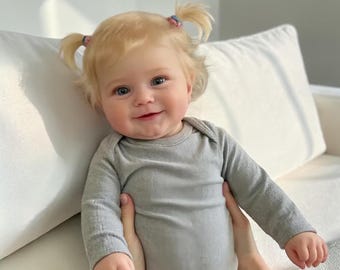 Muñeca bebé reborn Maddie de vinilo completo de 20 pulgadas, cuerpo de vinilo de silicona pintado a mano.