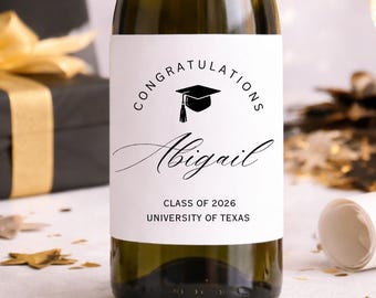 Graduation Wine Label Congrats Grad Personalized Bottle Sticker Class 2026