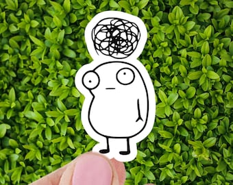Overthinking Sticker: Funny Meme, Waterproof Vinyl, Holographic Sticker, Small Gifts for Coworkers