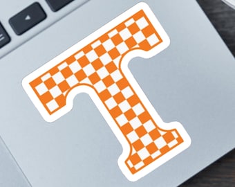 Tennessee Volunteers Checkered T Vinyl Sticker, Game Day Decal