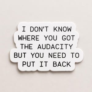 I Don't Know Where You Got The Audacity Funny Sarcastic Sticker
