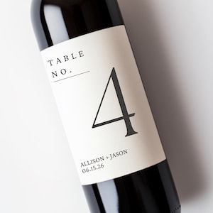Wedding Wine Labels Table Numbers Minimalist Reception Decor