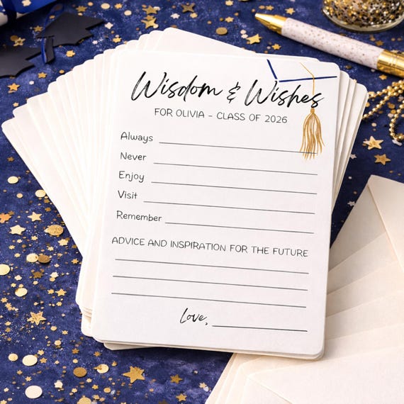 Personalized Graduation Advice Cards Set Class of 2026 Wishes Wisdom Cards