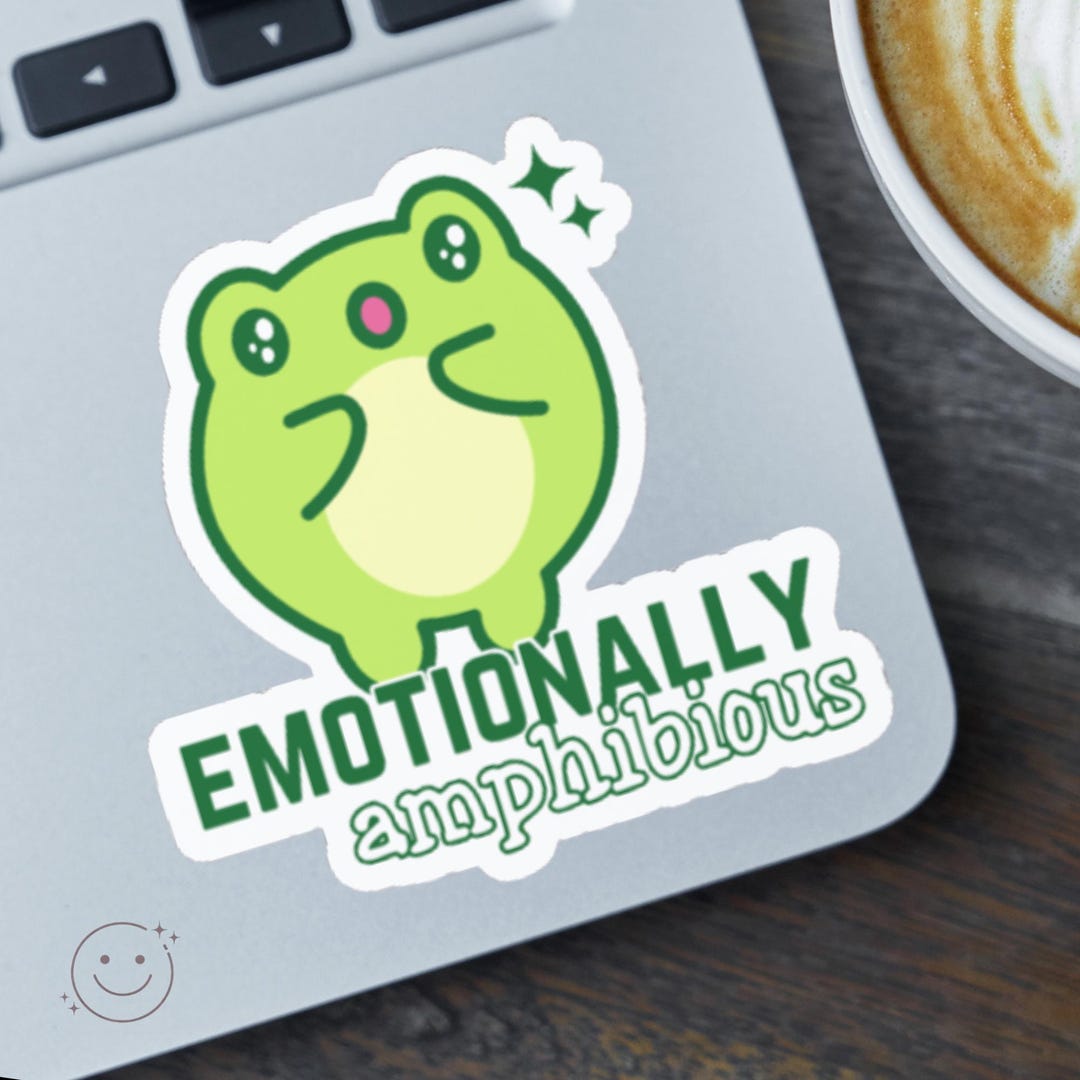Emotionally Amphibious Frog Sticker Funny Meme Decal Laptop Water ...