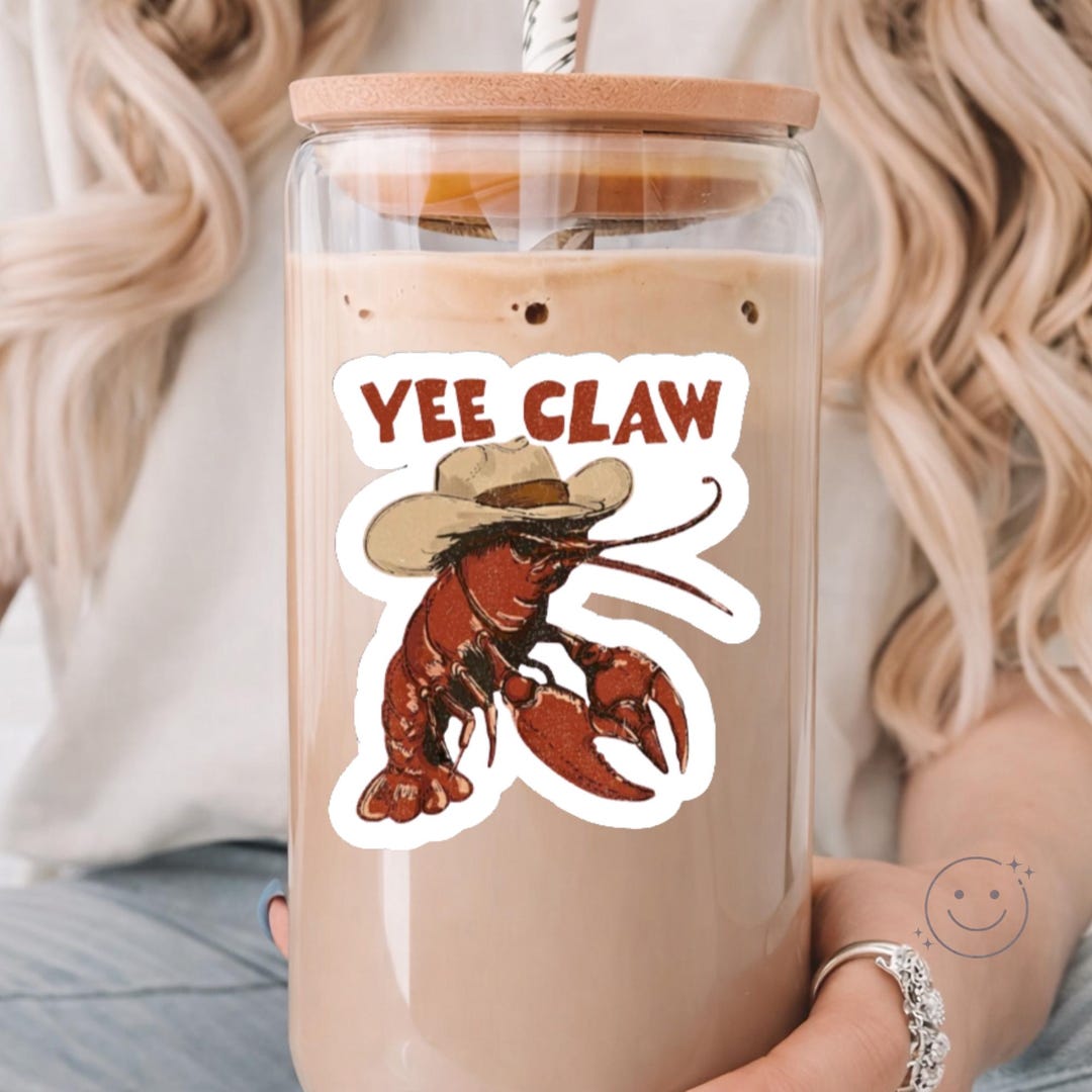 Yeecaw Yee Claw Sticker Funny Crawfish Meme Western Cowboy Vinyl Decal - Etsy