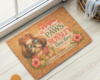 Royal Shih Tzu Doormat – Luxury Coir Entry Rug, Dog Lover Gift