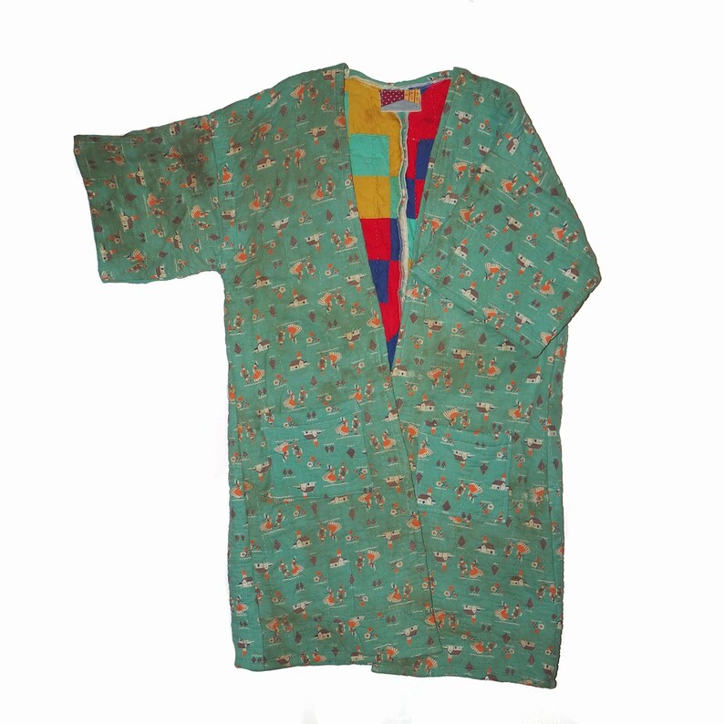 Handmade antique Quilt coat kimono smallmedium