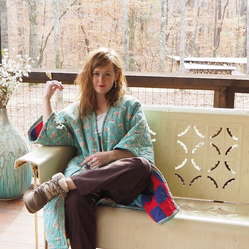 Handmade antique Quilt coat kimono smallmedium