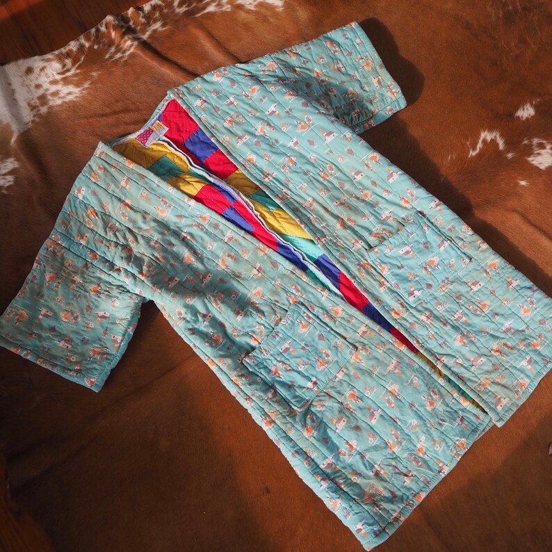 Handmade antique Quilt coat kimono smallmedium