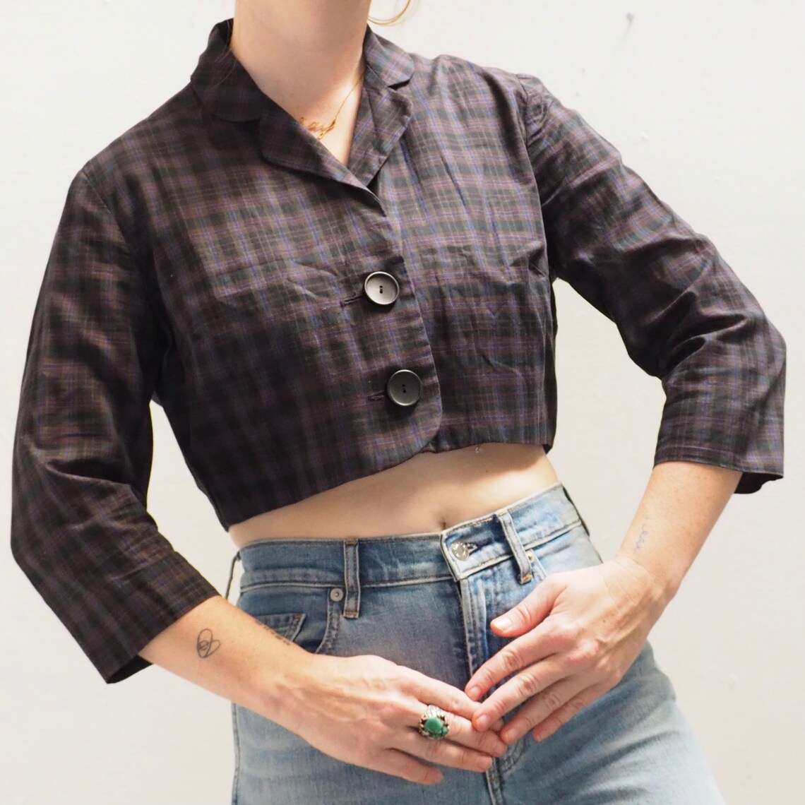 Vintage 1950s cropped plaid jacket too small Etsy