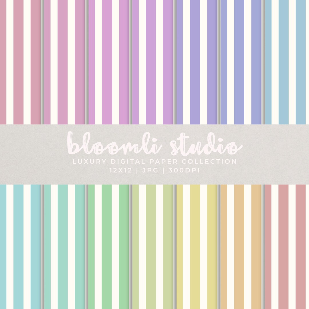 Muted Pastel Stripe Digital Papers | 12x12 Seamless Pattern ...