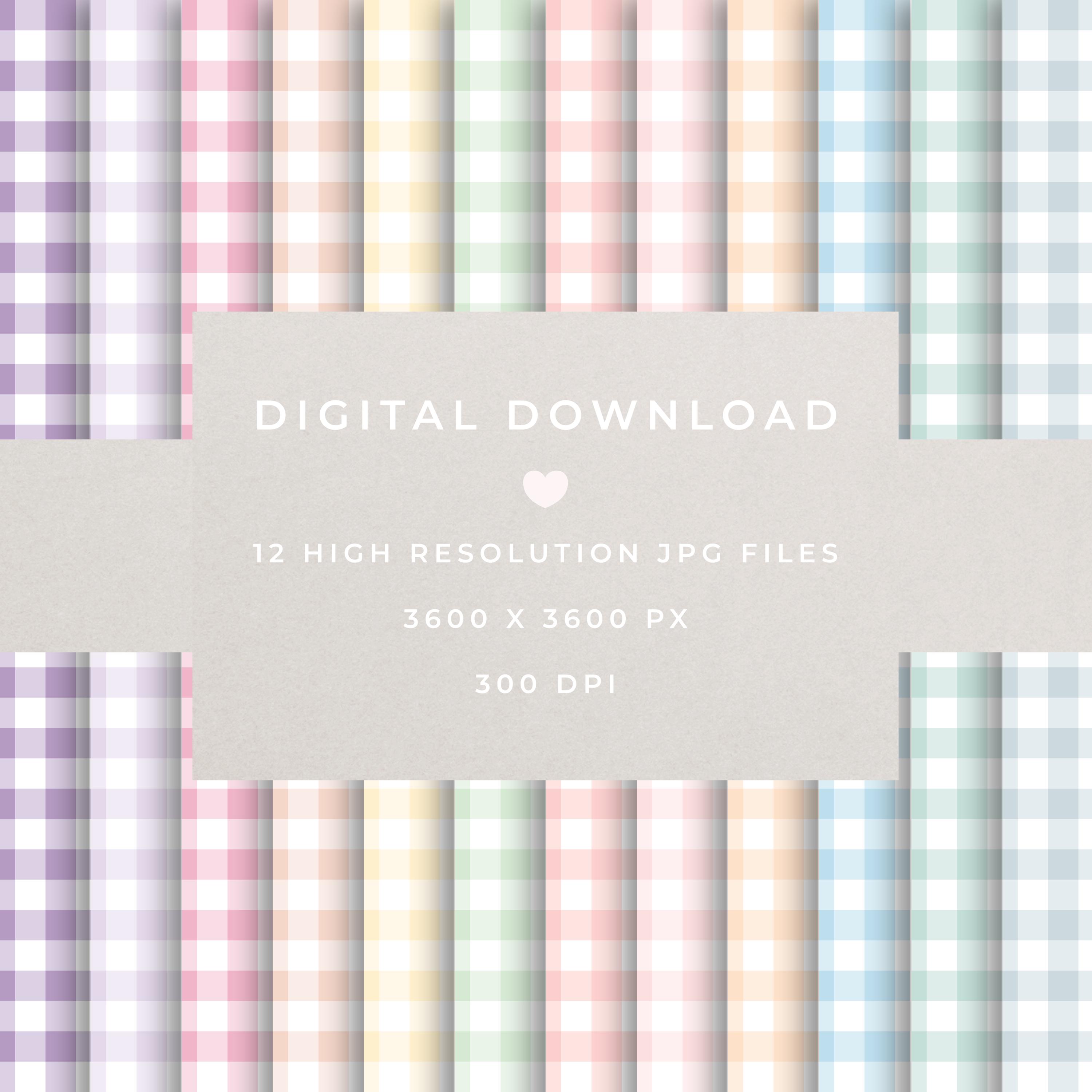 Pastel Gingham Print Digital Papers | 12x12 Seamless Patterns ...