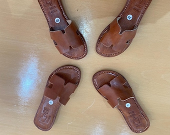 Handmade Moroccan Leather Sandals, Summer Flat Slides for Women, Artisan Leather Mules, Elegant -Style Sandals, Unique Beach Footwear Gift