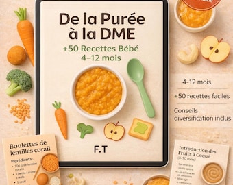 Baby Recipes Ebook PDF | Weaning 4-12 Months | 50+ Easy Recipes | Baby-Led Weaning & Homemade Purees | Baby Food Parenting Guide