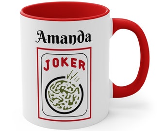 Mahjong Gift for Friend CUSTOM Mahjong JOKER Coffee Mug, 11oz Mah Jongg Tea Cup Glass, Personalized Mahjong Present for Woman, Various Color