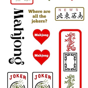 Mahjong Stickers Scrapbooking Party Decoration Favors Joker Mah Jongg Mahjong Gift for Women, Computer or Water Bottle Sticker Active Photos