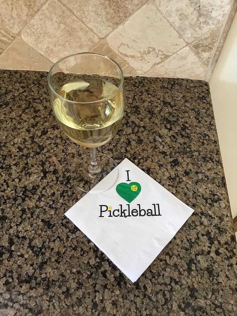 Pickleball Napkins, Pickleball Party Supply, Beverage Cocktail Size, 20 Ct. Paper 4 Color