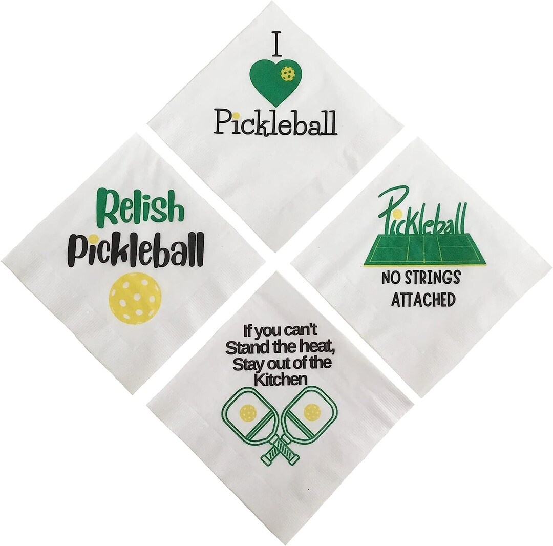 Pickleball Napkins, Pickleball Party Supply, Beverage Cocktail Size, 20 Ct. Paper 4 Color