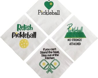 Pickleball Napkins, Pickleball Party Supply, Beverage Cocktail Size, 20 Ct. Paper 4 Color & Style, Pickleball Gift for Women or Man, Present