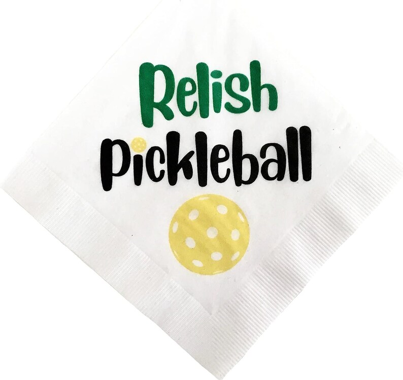 Pickleball Napkins, Pickleball Party Supply, Beverage Cocktail Size, 20 Ct. Paper 4 Color