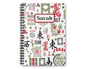 Mahjong Gift for Friend Mahjong Spiral Notebook Journal CUSTOM and PERSONALUZED- Ruled Line Paper Gift for Woman