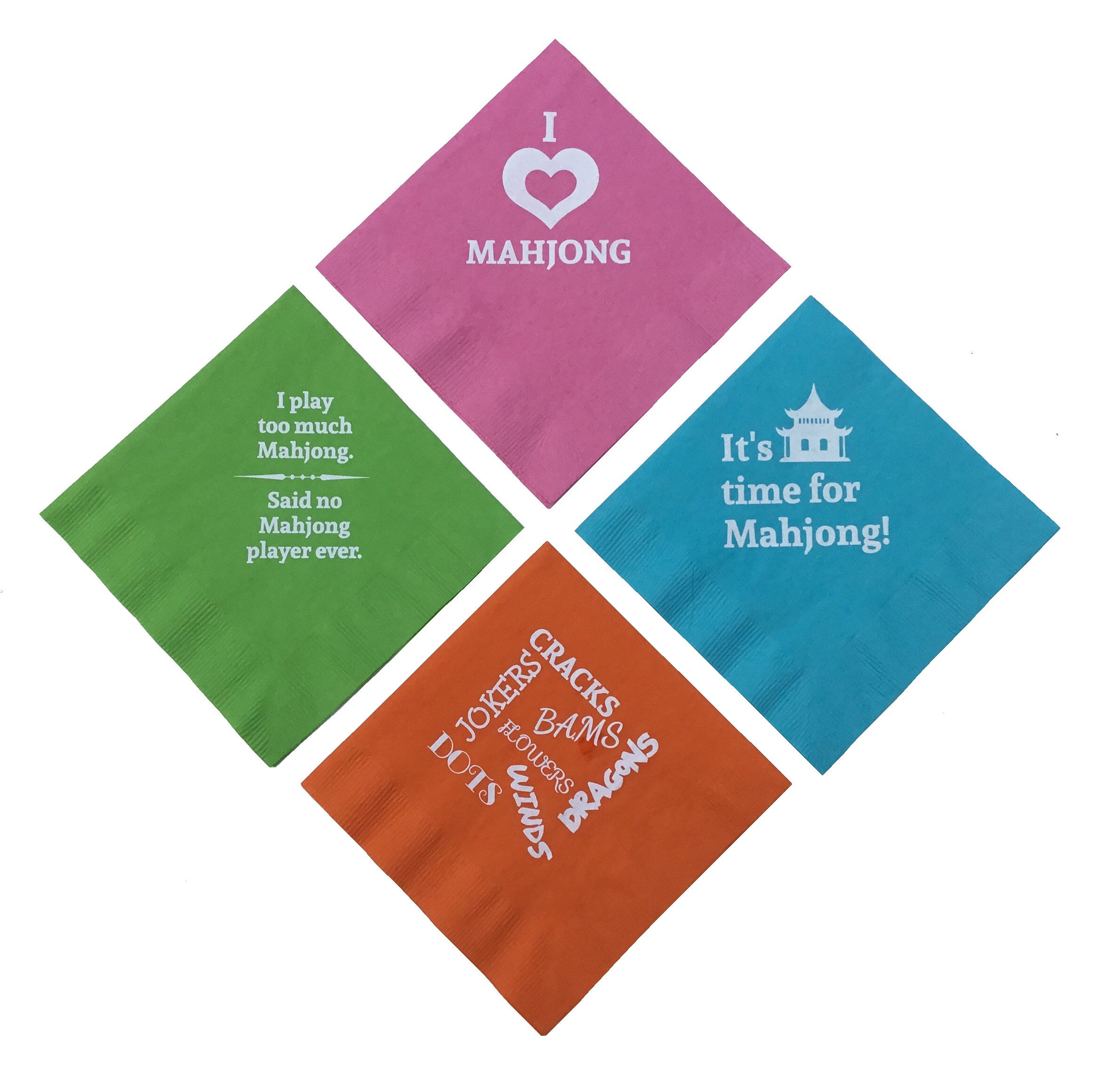 Mahjong Napkins Beverage Cocktail Size 20 Count Paper Multi Etsy