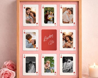 Custom Playing Cards Wall Art, Lucky Us Couple Poster, Personalized Anniversary Gift for Boyfriend, DIY Canva Printable