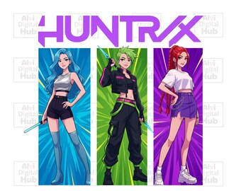 Saja Girls Huntrix SVG PNG | Kpop Anime Fan Art Clipart (Digital Download)