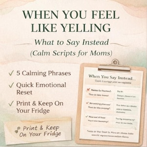 Qué decir en lugar de gritarles a tus hijos | Guiones para una crianza tranquila | Reinicio para una madre abrumada | Imprimible de crianza con empatía